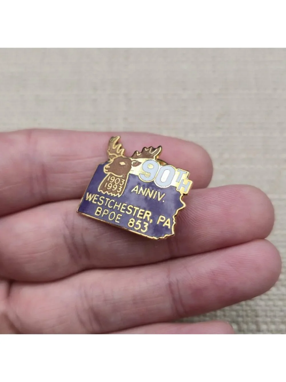 West Chester PA Elks BPOE 853 Lodge 90th Anniversary 1993 Enamel Pin A8118